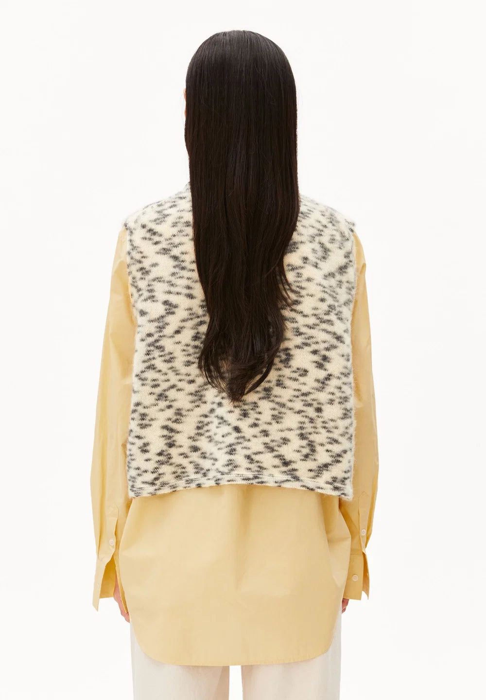 Armedangels - MOHAIR BLEND DOTS KNIT VEST oatmilk-black