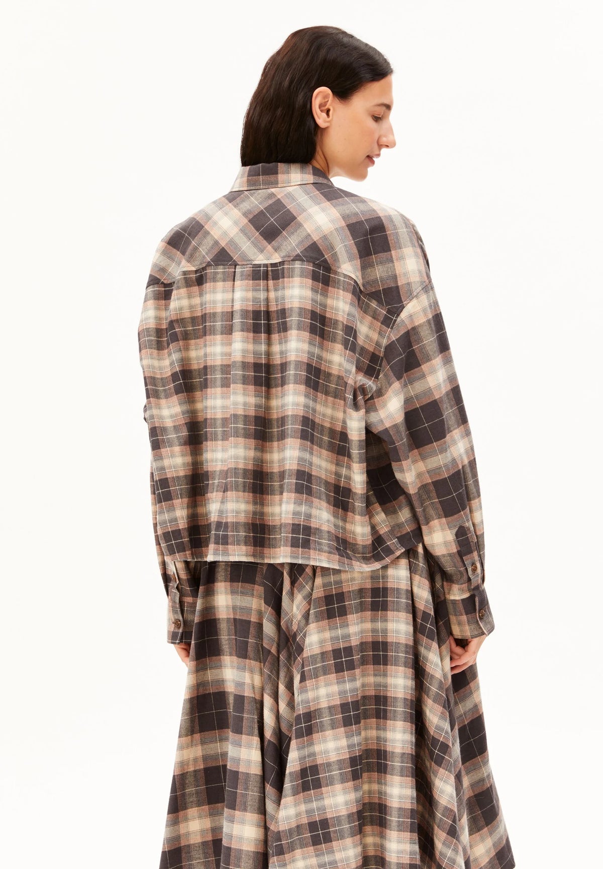 Armedangels - NALAANI PATCHED CHECK BLOUSE Bluse langarm moonshadow-sandstone
