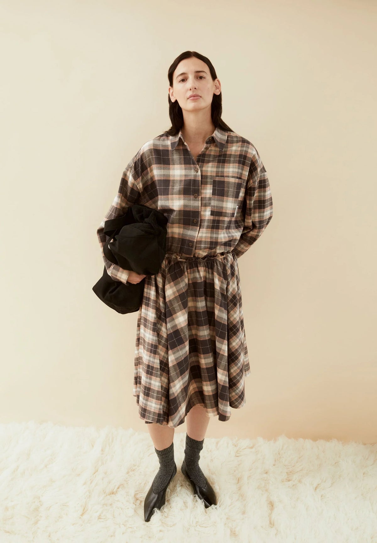 Armedangels - NALAANI PATCHED CHECK BLOUSE Bluse langarm moonshadow-sandstone