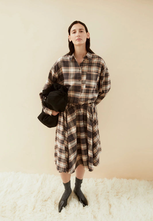 Armedangels - NALAANI PATCHED CHECK BLOUSE Bluse langarm moonshadow-sandstone