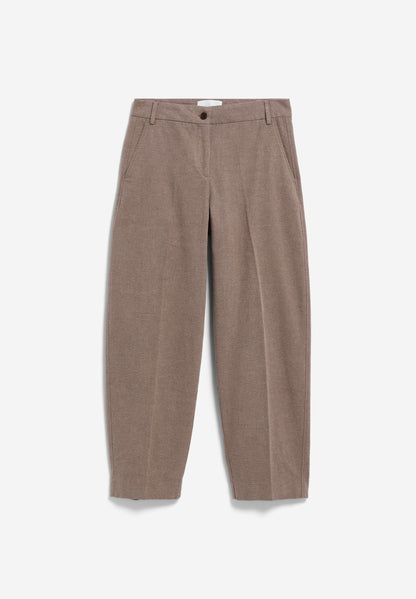 Armedangels - HERRINGBONE BARREL LEG PANT Hose Stoffhose claystone-soft nougat - WERTE FREUNDE