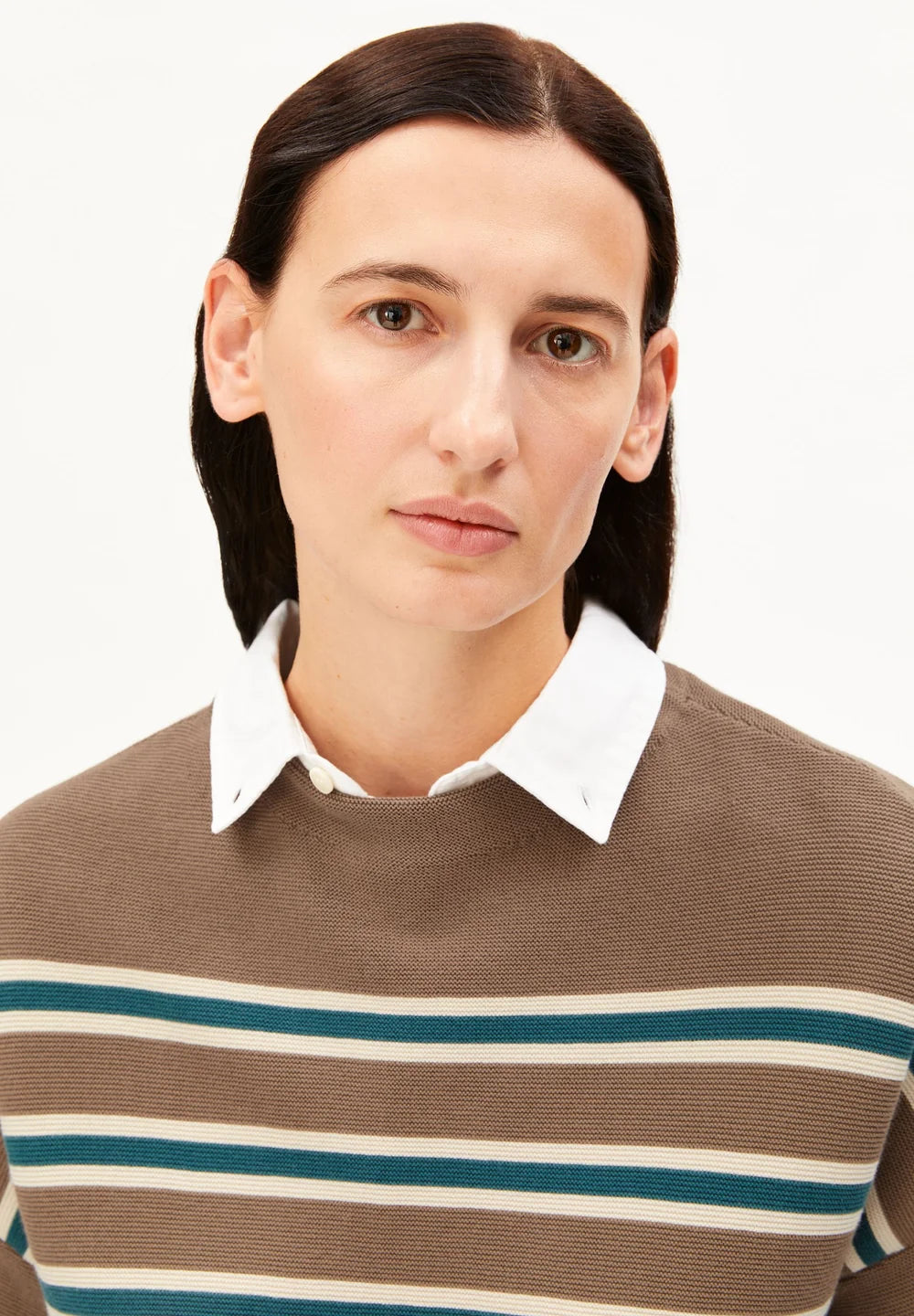 Armedangels - MERINAA STRIPED KNIT SWEATER Strick Pullover amberwood-oatmilk