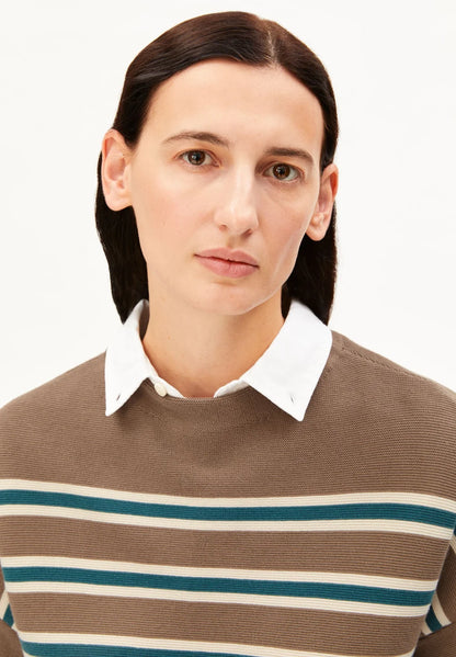 Armedangels - MERINAA STRIPED KNIT SWEATER Strick Pullover amberwood-oatmilk