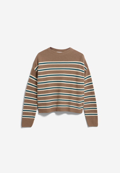 Armedangels - MERINAA STRIPED KNIT SWEATER Strick Pullover amberwood-oatmilk - WERTE FREUNDE