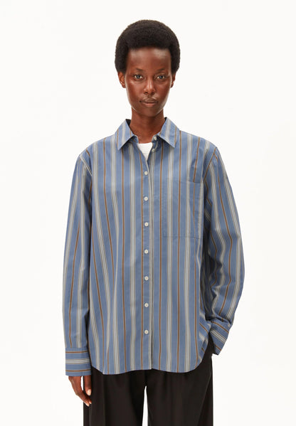 Armedangels - STRIPE LOOSE SHIRT BLOUSE dusty moon-amberwood