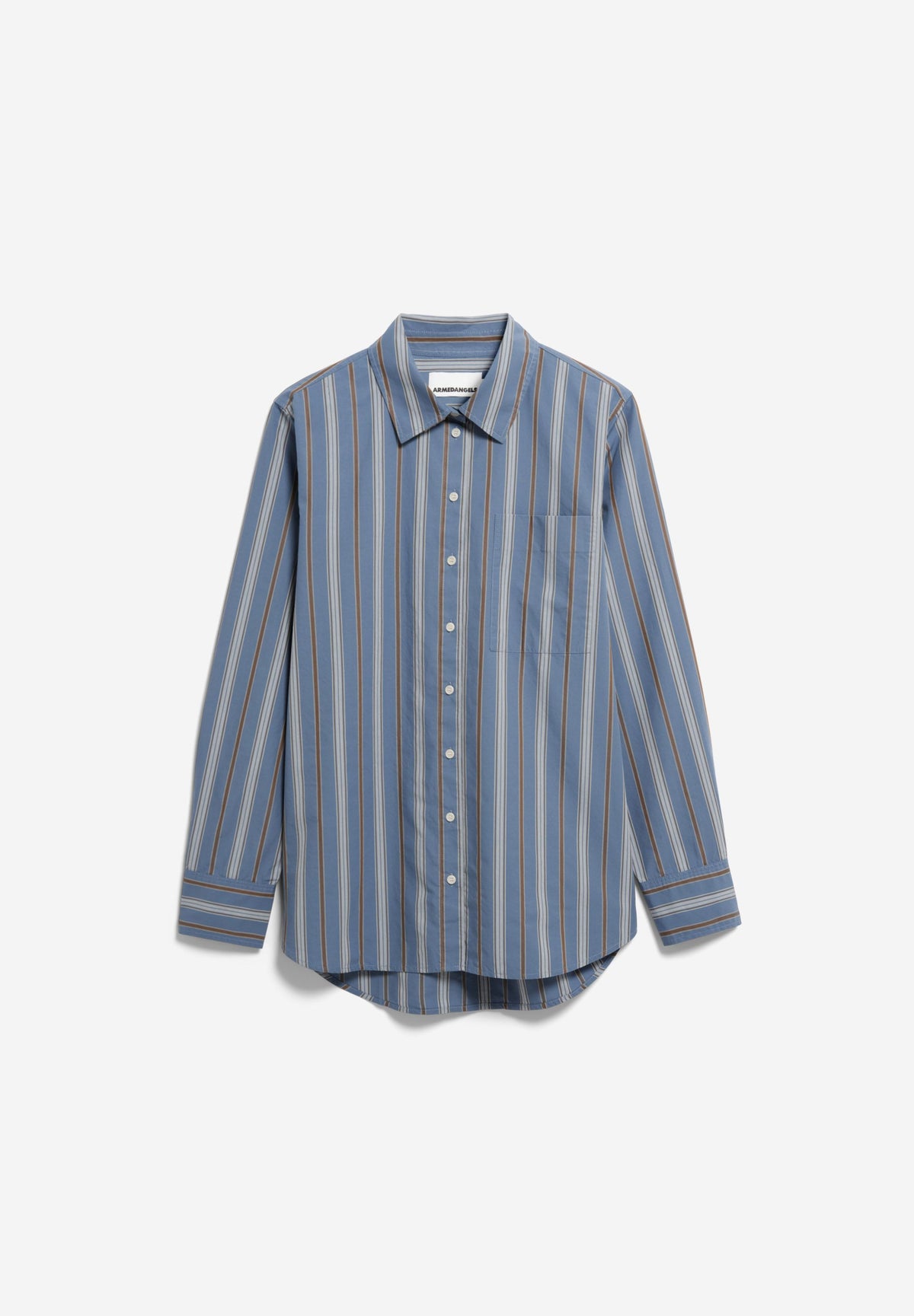 Armedangels - STRIPE LOOSE SHIRT BLOUSE dusty moon-amberwood - WERTE FREUNDE