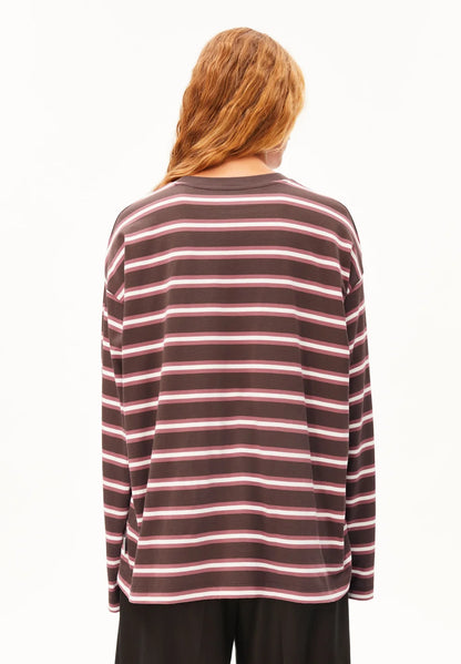 Armedangels - ICONIC Å FIETAA FANCY STRIPE Jersey Shirts Longsleeve claystone-oatmilk-velvet ember