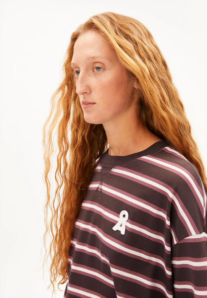 Armedangels - ICONIC Å FIETAA FANCY STRIPE Jersey Shirts Longsleeve claystone-oatmilk-velvet ember