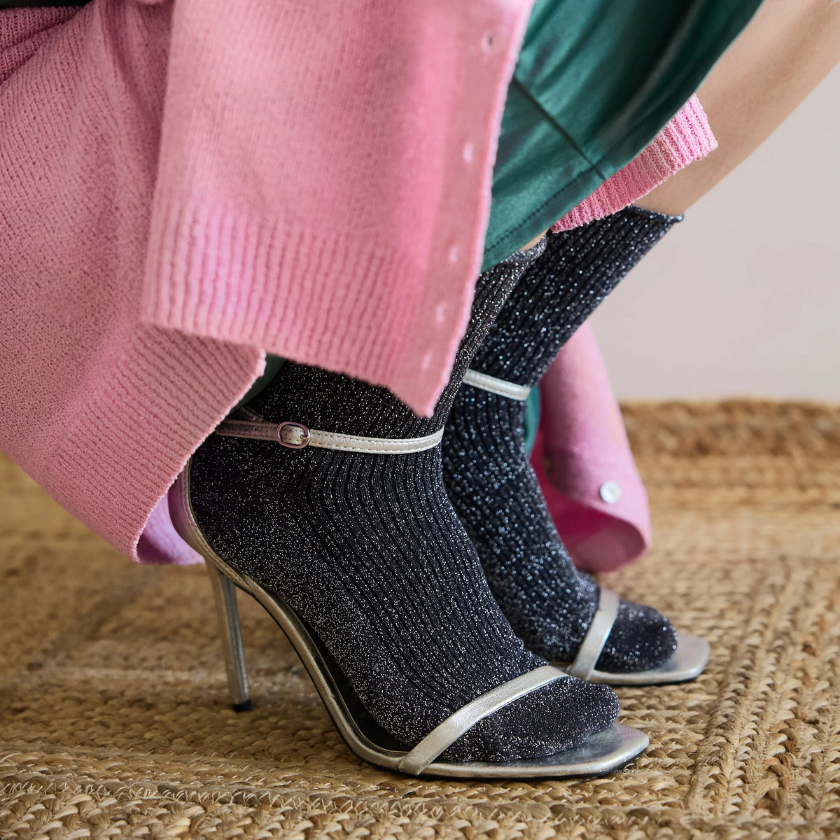 KLUE - Glitter Lurex Socken Grau
