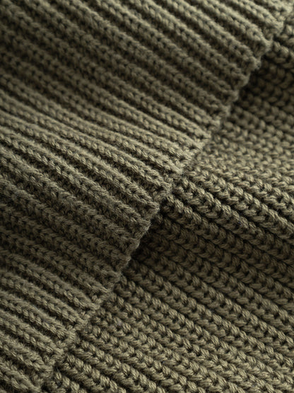 KCA - Rib knit scarf Dark Olive One Size