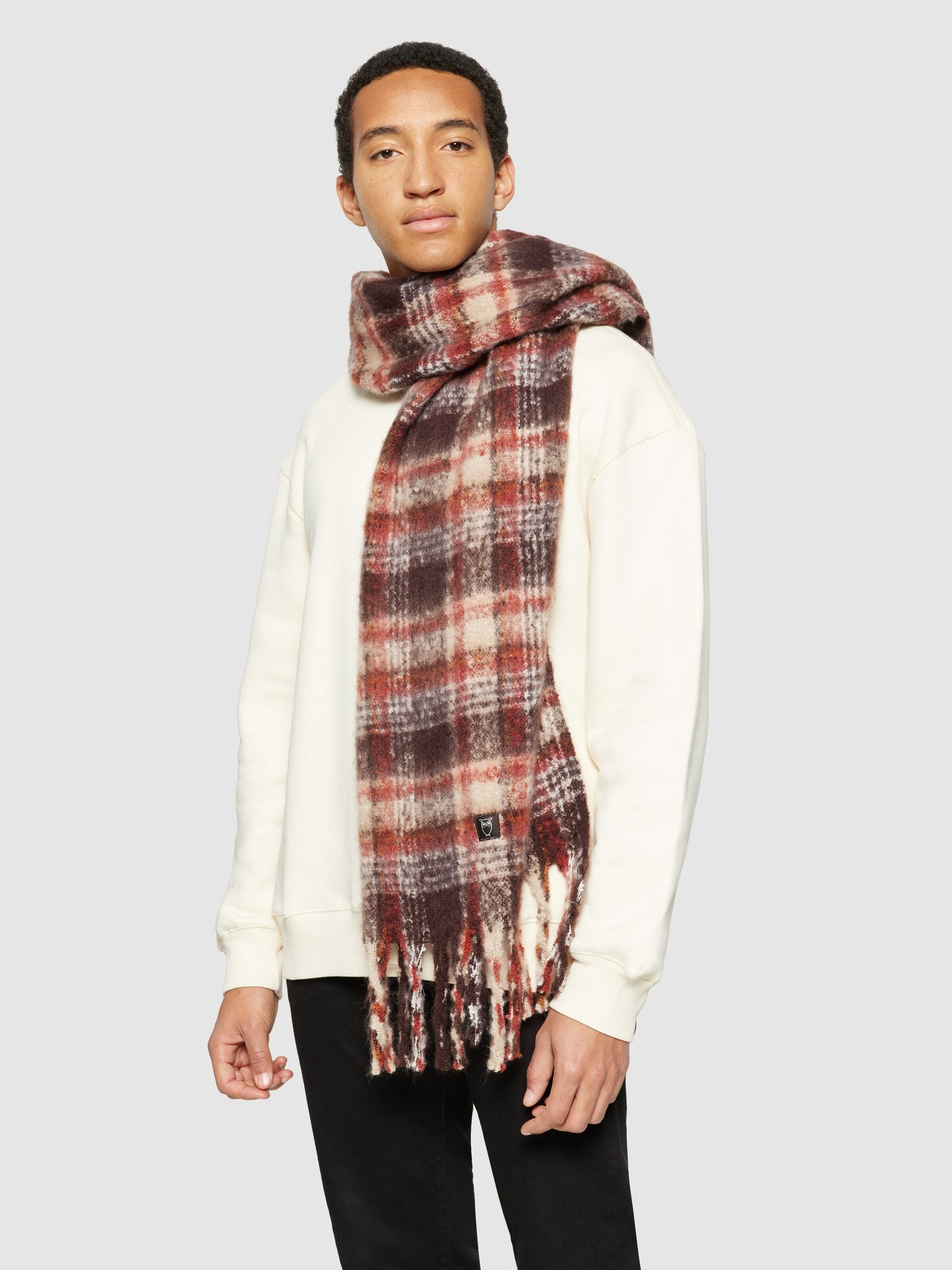 KCA - Checked scarf - GRS Vegan Brown check