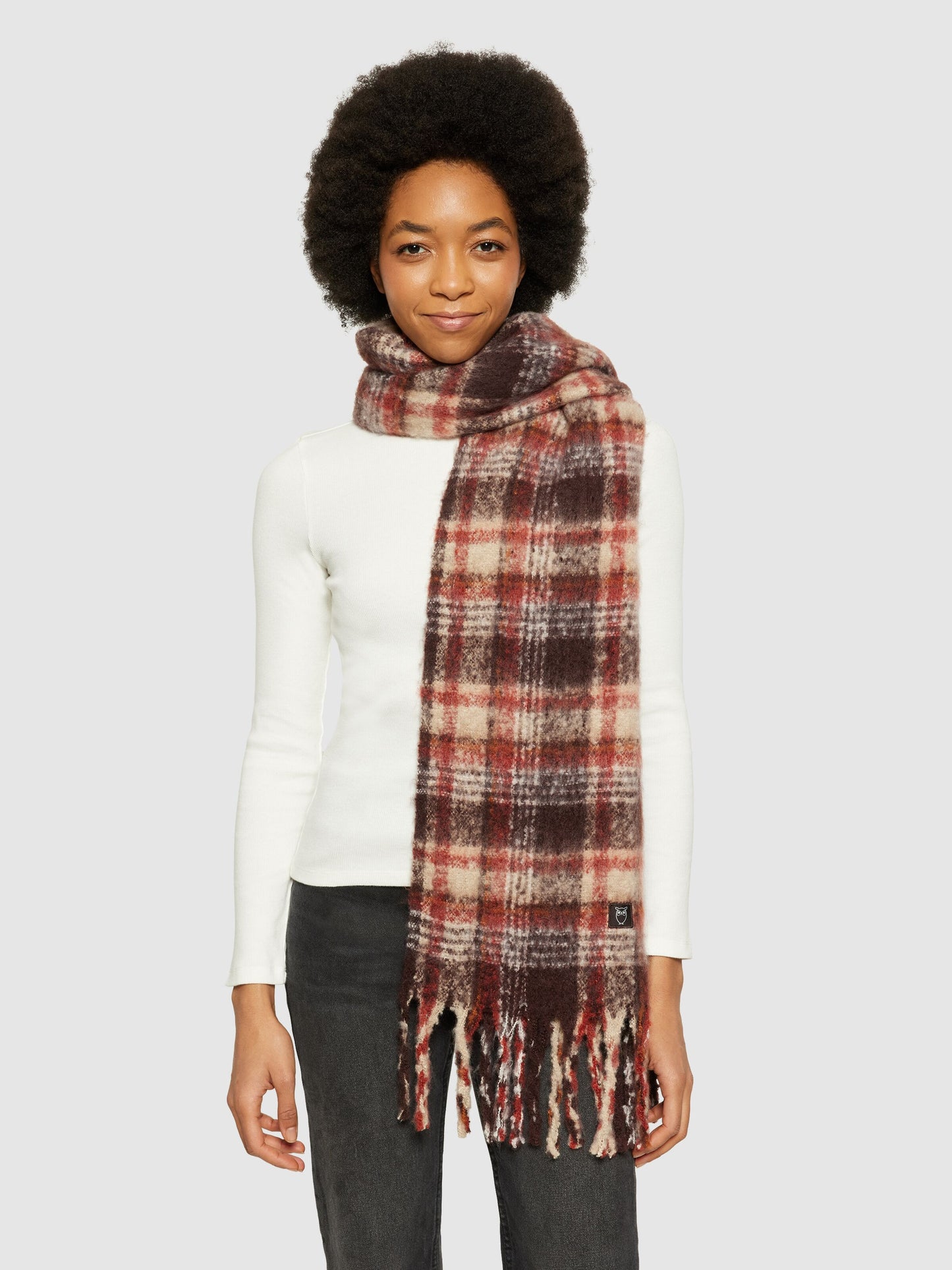 KCA - Checked scarf - GRS Vegan Brown check