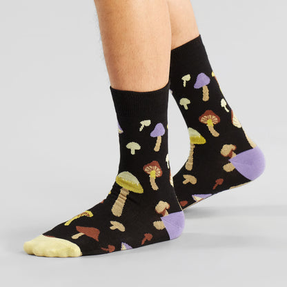 DEDICATED - Socks Sigtuna Mushrooms Black - WERTE FREUNDE