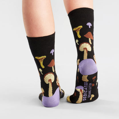 DEDICATED - Socks Sigtuna Mushrooms Black - WERTE FREUNDE