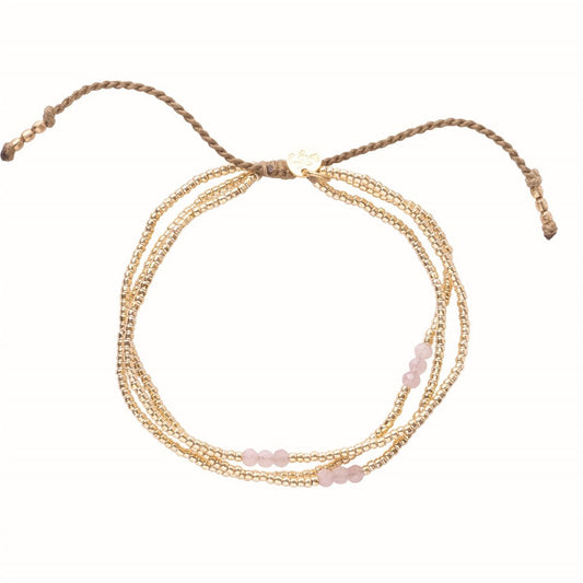 a beautiful story - Shiny Rose Quartz Bracelet goldfarbig
