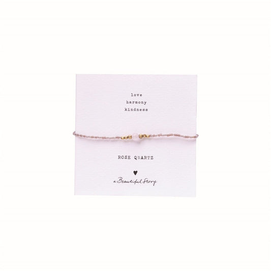 a beautiful story - Iris Card Rose Quartz Bracelet goldfarbig