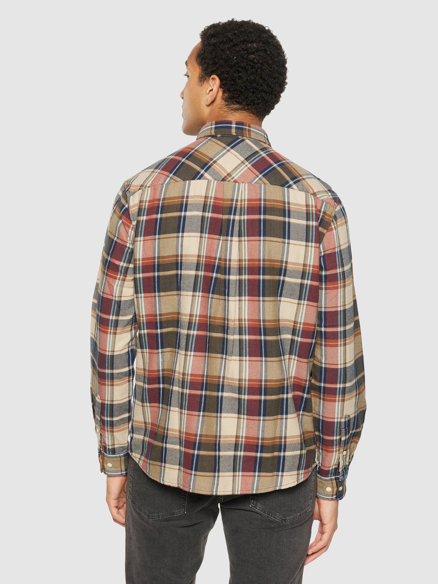 KCA - Regular light flannel checkered shirt - Vegan Multi check