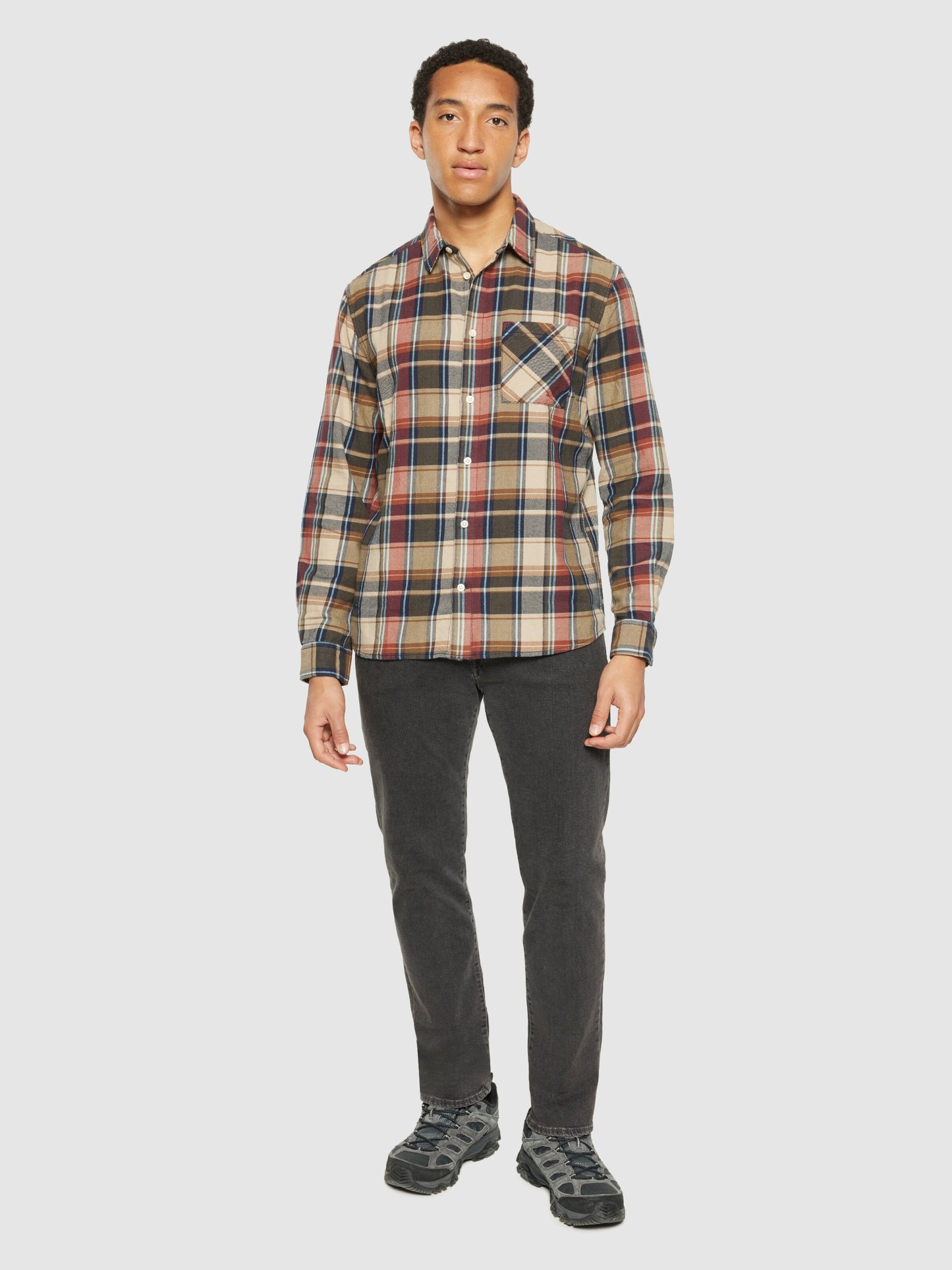 KCA - Regular light flannel checkered shirt - Vegan Multi check