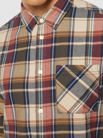 KCA - Regular light flannel checkered shirt - Vegan Multi check