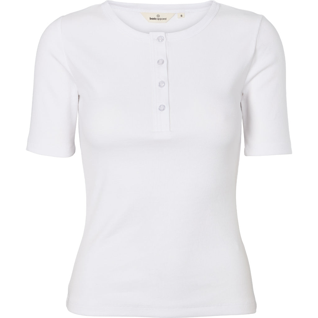 Basic Apparel - Ludmilla SS Granddad T-Shirt Bright White - WERTE FREUNDE