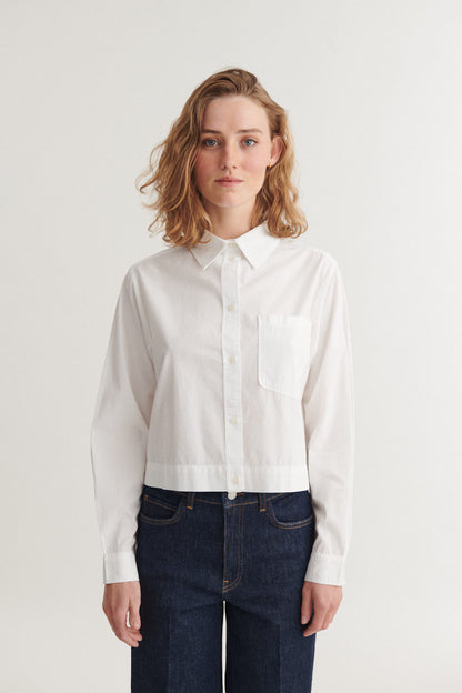 Basic Apparel - Silje Cropped Shirt Bright White - WERTE FREUNDE