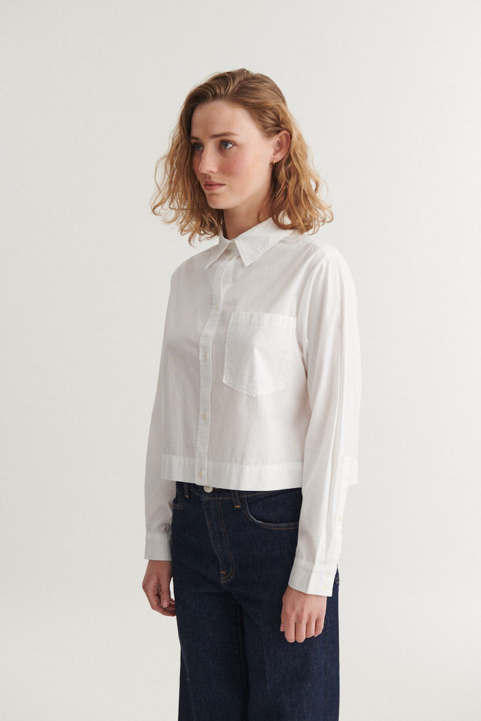 Basic Apparel - Silje Cropped Shirt Bright White - WERTE FREUNDE