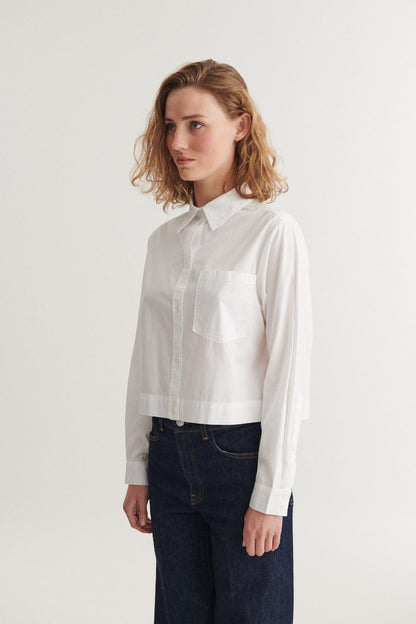 Basic Apparel - Silje Cropped Shirt Bright White - WERTE FREUNDE