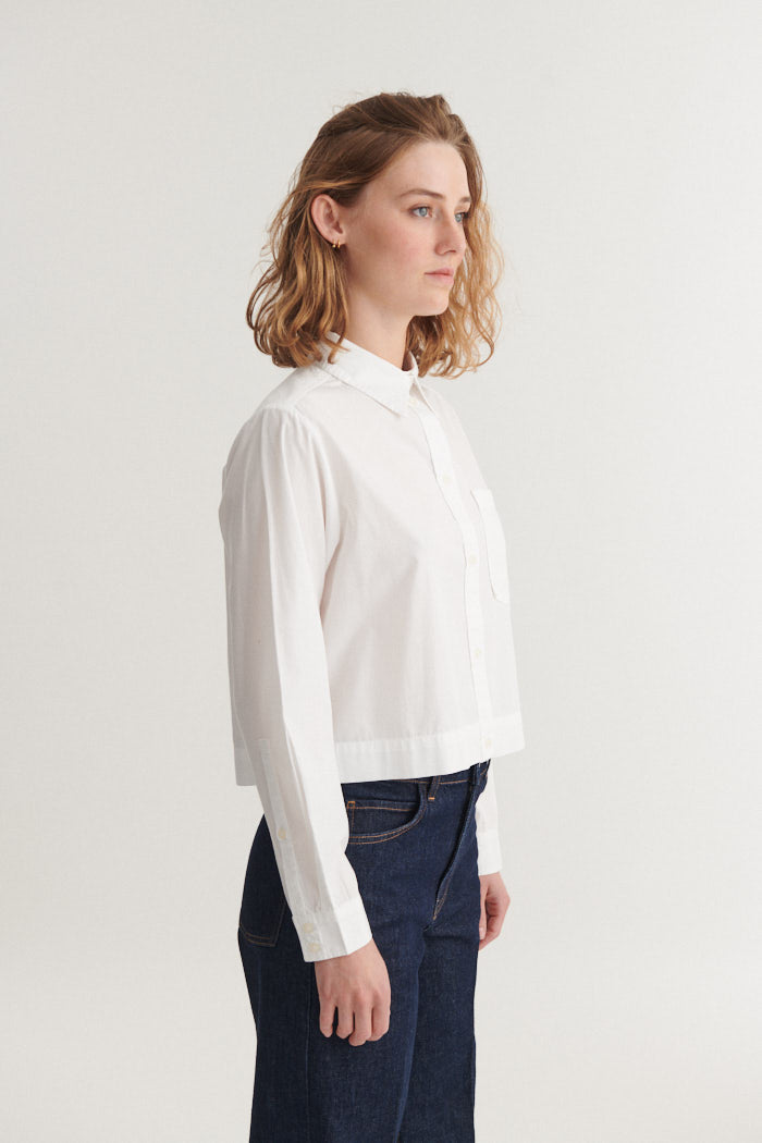 Basic Apparel - Silje Cropped Shirt Bright White - WERTE FREUNDE