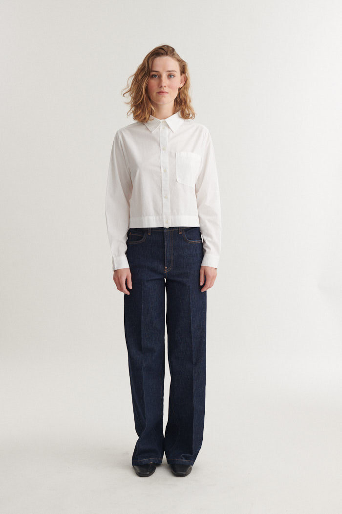 Basic Apparel - Silje Cropped Shirt Bright White - WERTE FREUNDE