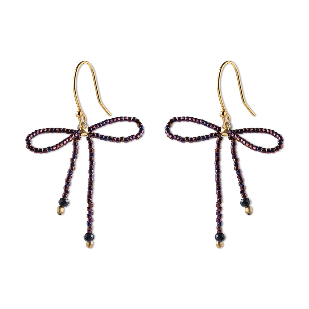 a beautiful story - Bow Black Onyx Red Colored Earrings Paar - WERTE FREUNDE