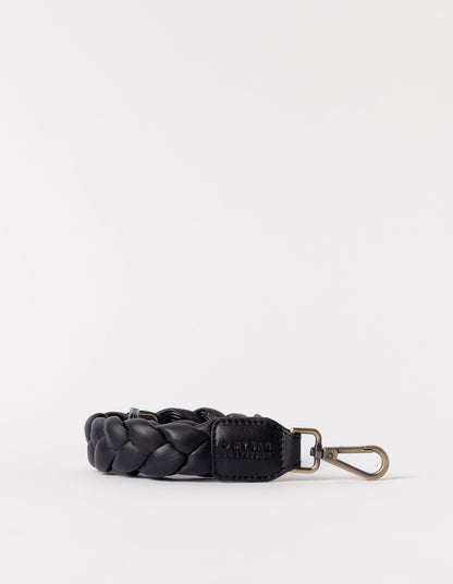 O MY BAG - BRAIDED SHOULDER STRAP Black Soft Grain Leather