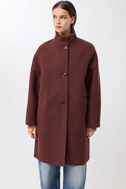 LangerChen - Kurzer Mantel aus Walk mit Membran burgundy