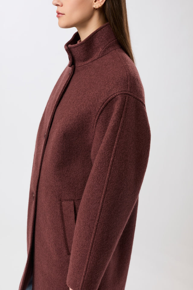 LangerChen - Kurzer Mantel aus Walk mit Membran burgundy