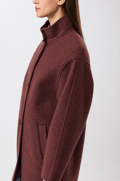 LangerChen - Kurzer Mantel aus Walk mit Membran burgundy