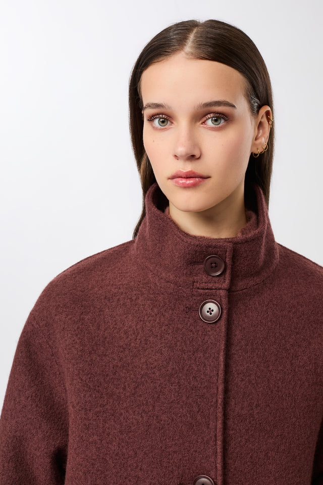 LangerChen - Kurzer Mantel aus Walk mit Membran burgundy