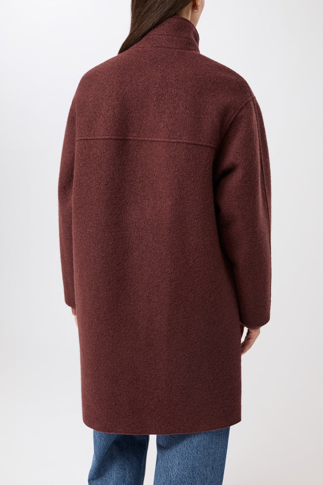 LangerChen - Kurzer Mantel aus Walk mit Membran burgundy