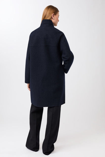 LangerChen - Kurzer Mantel aus Walk mit Membran navy
