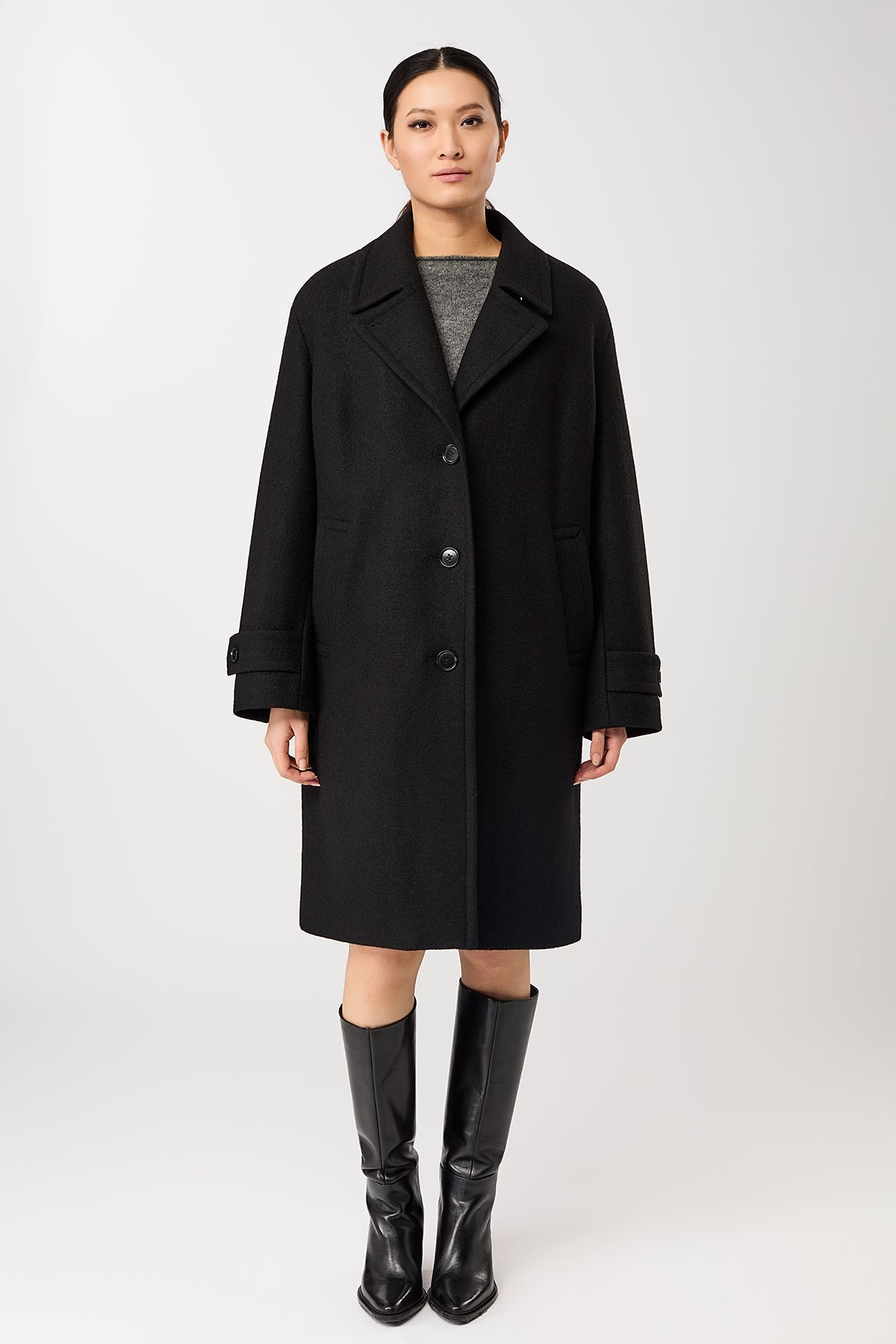 LangerChen - Kurzer Mantel mit Revers black