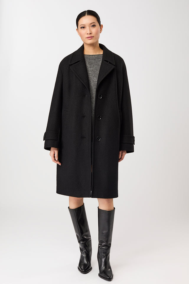 LangerChen - Kurzer Mantel mit Revers black