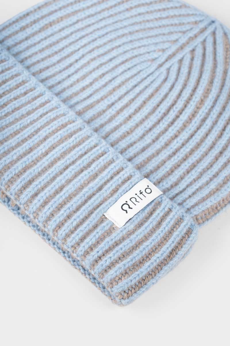 Rifo - Teo Cashmere Beanie Light-blue-Beige