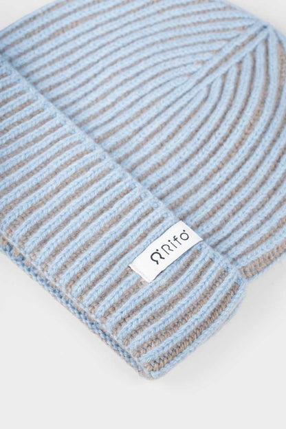 Rifo - Teo Cashmere Beanie Light-blue-Beige