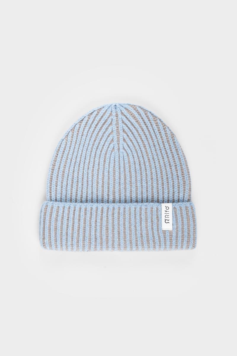 Rifo - Teo Cashmere Beanie Light-blue-Beige