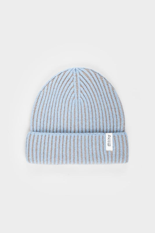 Rifo - Teo Cashmere Beanie Light-blue-Beige