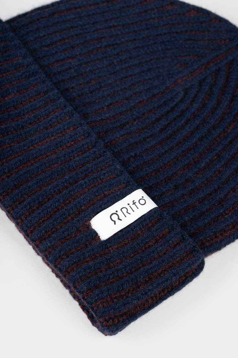 Rifo - Teo Cashmere Beanie Blue-Brown