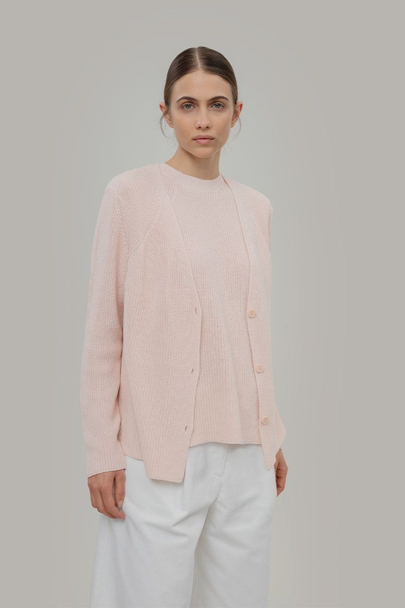 Rifo - Aspasia Women Recycled Cotton Cardigan Pink Tulle - WERTE FREUNDE