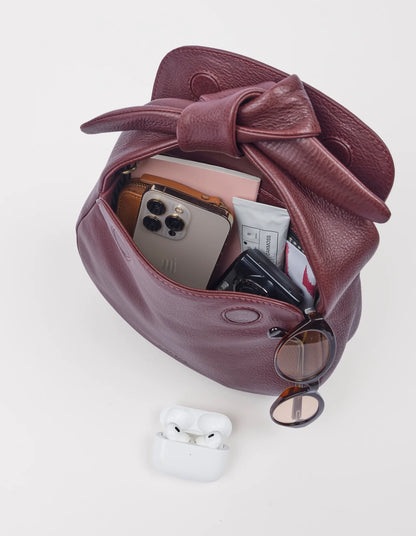 O MY BAG - Coco Croissant Soft Grain Leather Dark Cherry