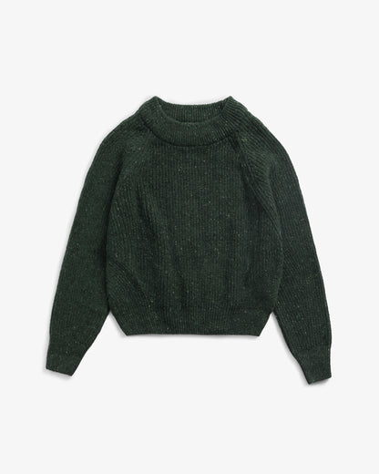 ROTHOLZ - Cropped Knit Sweater Speckled Green