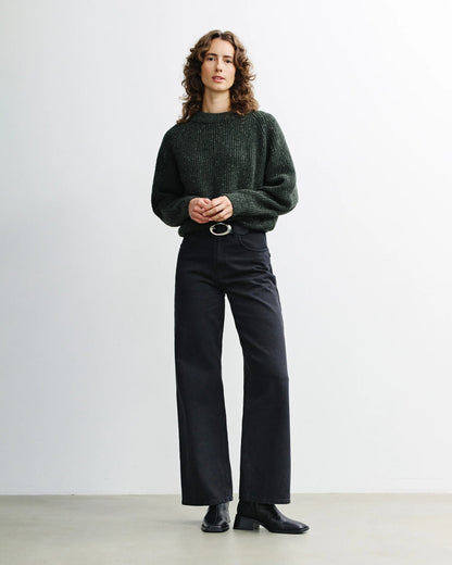 ROTHOLZ - Cropped Knit Sweater Speckled Green