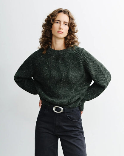 ROTHOLZ - Cropped Knit Sweater Speckled Green
