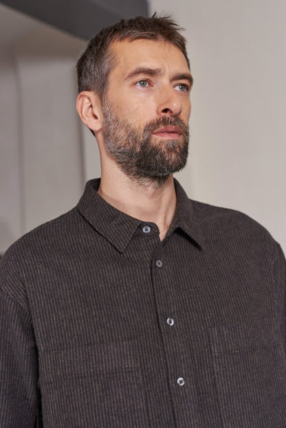 About Companions - DARIO shirt striped brown - WERTE FREUNDE